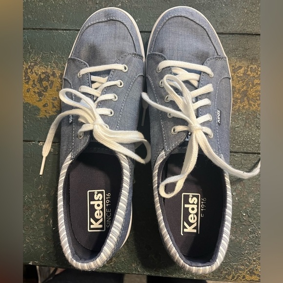 Keds Denim Blue Canvas Lace Up Shoes Sz 7 - Picture 2 of 7